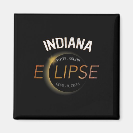 Solar Eclipse 2024 Totaal Zonne-Eclipse State Indi Magneet (Voorkant)