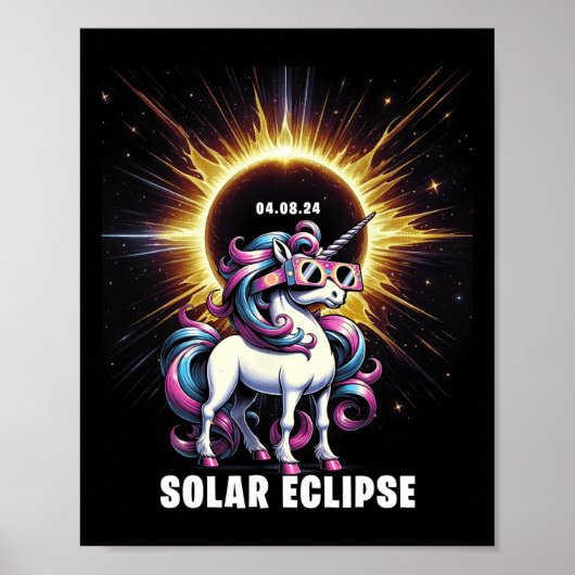 Solar Eclipse 2024 Totale Eclipse 8 april 24 Unic Poster (Voorkant)