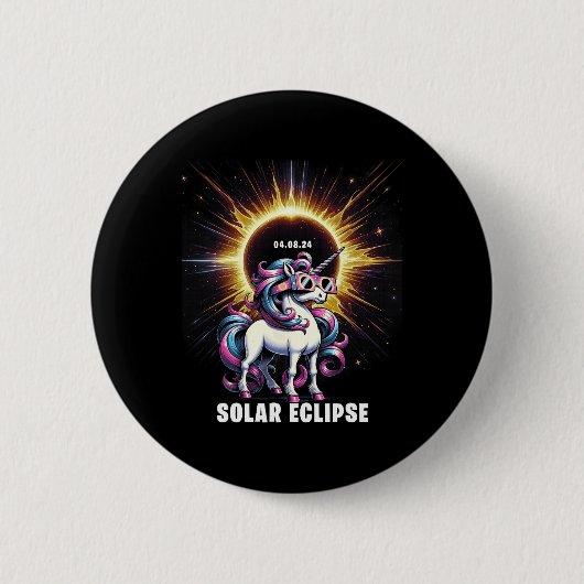 Solar Eclipse 2024 Totale Eclipse 8 april 24 Unic Ronde Button 5,7 Cm (Voorkant)