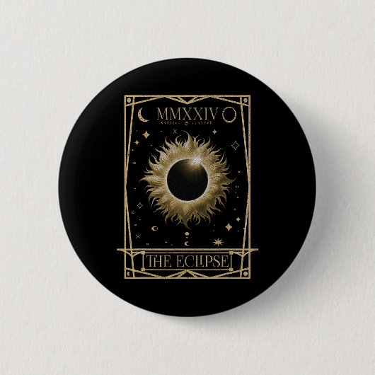 Solar Eclipse 2024 Totale Eclipse Astronomie Tarot Ronde Button 5,7 Cm (Voorkant)