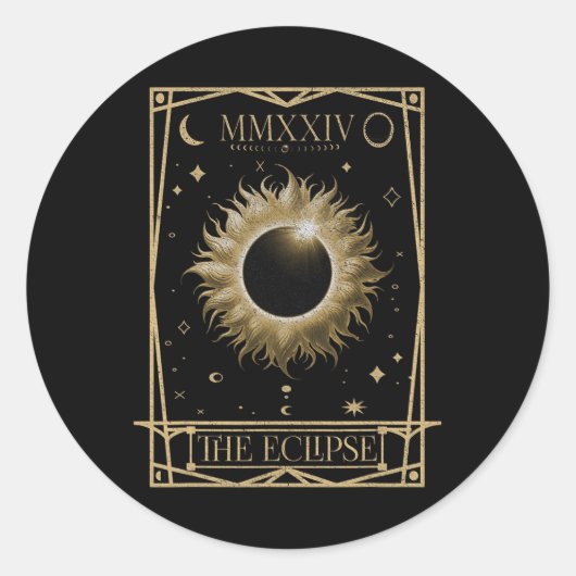 Solar Eclipse 2024 Totale Eclipse Astronomie Tarot Ronde Sticker (Voorkant)