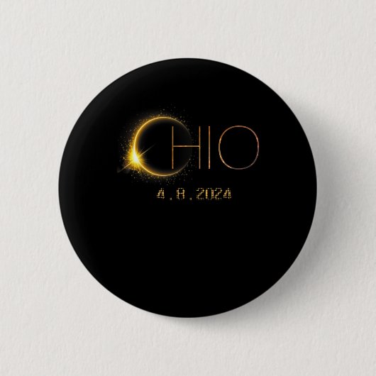 Solar Eclipse 2024 Totale Solar Eclipse State Ohio Ronde Button 5,7 Cm (Voorkant)