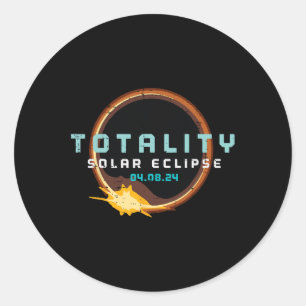 Solar Eclipse 2024 Totality April 8 Mannen Vrouwen Ronde Sticker