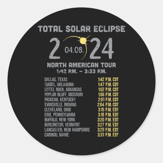 Solar Eclipse 2024 Totality April 8 Mannen Vrouwen Ronde Sticker (Voorkant)