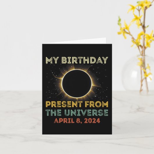 Solar Eclipse 2024 Verjaardag Cadeau 4.8.24 Totali Kaart (Gele Bloem)