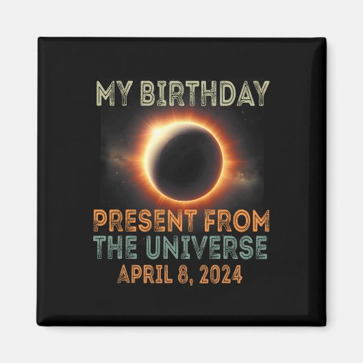 Solar Eclipse 2024 Verjaardag Cadeau 4.8.24 Totali Magneet (Voorkant)