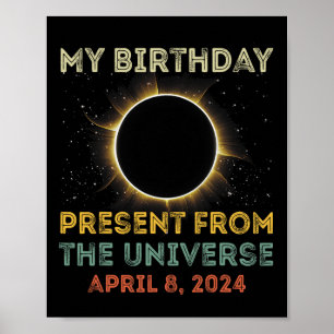 Solar Eclipse 2024 Verjaardag Cadeau 4.8.24 Totali Poster