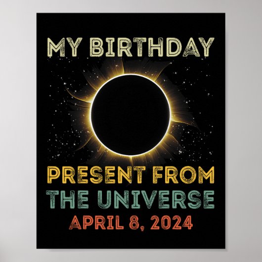Solar Eclipse 2024 Verjaardag Cadeau 4.8.24 Totali Poster (Voorkant)
