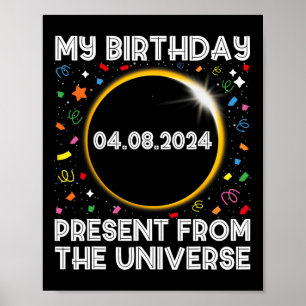 Solar Eclipse 2024 Verjaardag Cadeau 4.8.24 Totali Poster