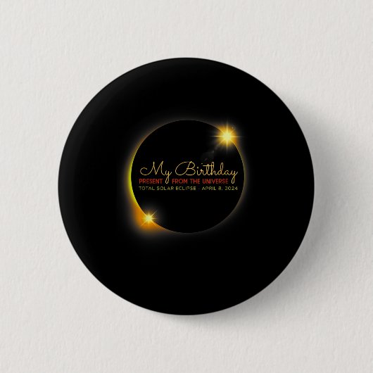 Solar Eclipse 2024 Verjaardag Cadeau 4.8.24 Totali Ronde Button 5,7 Cm (Voorkant)
