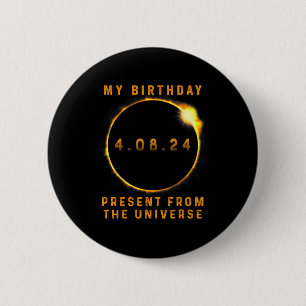 Solar Eclipse 2024 Verjaardag Cadeau 4.8.24 Totali Ronde Button 5,7 Cm