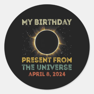 Solar Eclipse 2024 Verjaardag Cadeau 4.8.24 Totali Ronde Sticker