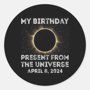 Solar Eclipse 2024 Verjaardag Cadeau 4.8.24 Totali Ronde Sticker