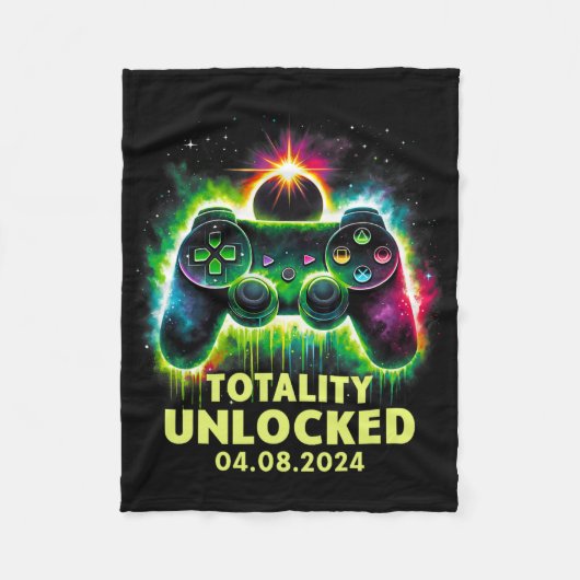 Solar Eclipse 2024 Videogame Gaming Fleece Deken (Voorkant)