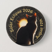 Solar Eclipse 2026 sun cat Ronde Button 7,6 Cm (Voorkant)