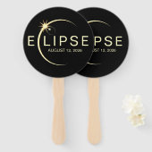 Solar Eclipse Astronomy Event 2026 Handwaaier (Voorkant en achterkant)