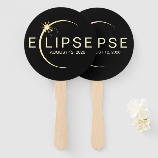 Solar Eclipse Astronomy Event 2026 Handwaaier (Voorkant en achterkant)