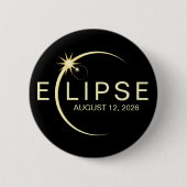 Solar Eclipse Astronomy Event 2026 Ronde Button 5,7 Cm (Voorkant)
