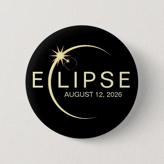 Solar Eclipse Astronomy Event 2026 Ronde Button 5,7 Cm (Voorkant)
