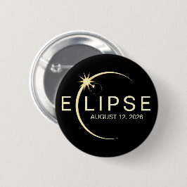 Solar Eclipse Astronomy Event 2026 Ronde Button 5,7 Cm