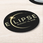 Solar Eclipse Astronomy Event 2026 Ronde Kartonnen Onderzetter (Gebogen)