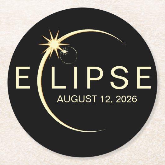Solar Eclipse Astronomy Event 2026 Ronde Kartonnen Onderzetter (Voorkant)
