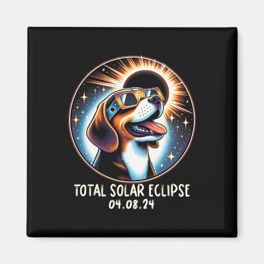 Solar Eclipse Beagle Dragen Bril Pet April 8 2 Magneet (Voorkant)