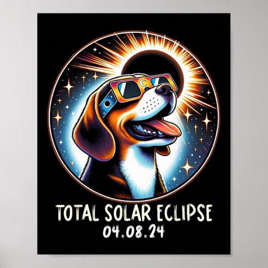Solar Eclipse Beagle Dragen Bril Pet April 8 2 Poster (Voorkant)