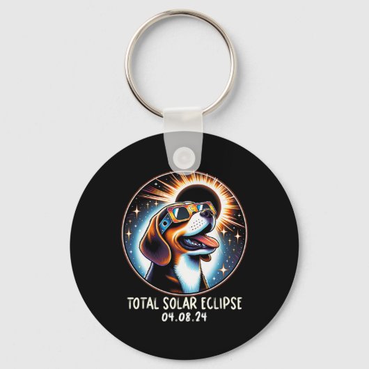 Solar Eclipse Beagle Dragen Bril Pet April 8 2 Sleutelhanger (Voorkant)