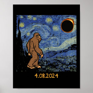 Solar Eclipse Bigfoot Sterrennacht Sasquatch Manne Poster