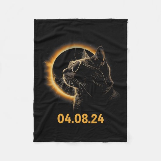 Solar Eclipse Cat Solar Eclipse Bril Cat Fun Fleece Deken (Voorkant)