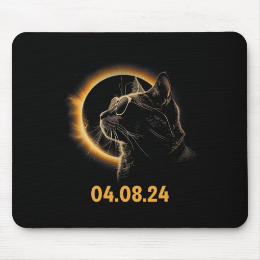 Solar Eclipse Cat Solar Eclipse Bril Cat Fun Muismat (Voorkant)