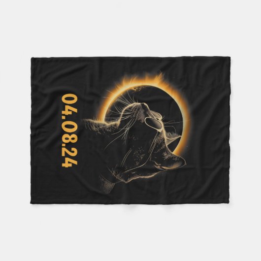 Solar Eclipse Cat Solar Eclipse Bril Cat Funny Fleece Deken (Voorkant (Horizontaal))