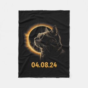 Solar Eclipse Cat Solar Eclipse Bril Cat Funny Fleece Deken