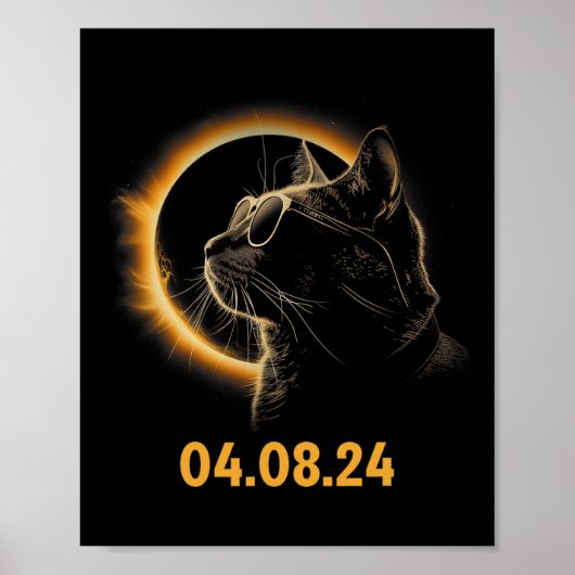 Solar Eclipse Cat Solar Eclipse Bril Cat Funny Poster (Voorkant)