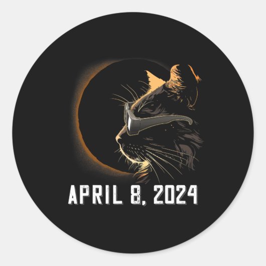 Solar Eclipse Cat Solar Eclipse Bril Cat Ronde Sticker (Voorkant)