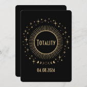 Solar Eclipse & Celestial Stars Zwart & Goud Horlo Kaart (Voorkant / Achterkant)