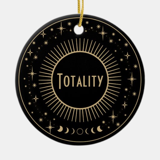 Solar Eclipse & Celestial Stars Zwart & Goud Horlo Keramisch Ornament (Voorkant)