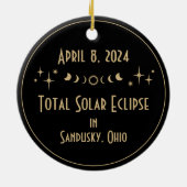 Solar Eclipse & Celestial Stars Zwart & Goud Horlo Keramisch Ornament (Achterkant)