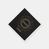 Solar Eclipse & Celestial Stars Zwart & Goud Horlo Servet (Hoek)