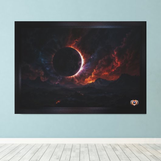 Solar Eclipse Cosmic Masterpiece Xzendor7 AI Art Canvas Afdruk (Insitu (Houten vloer))