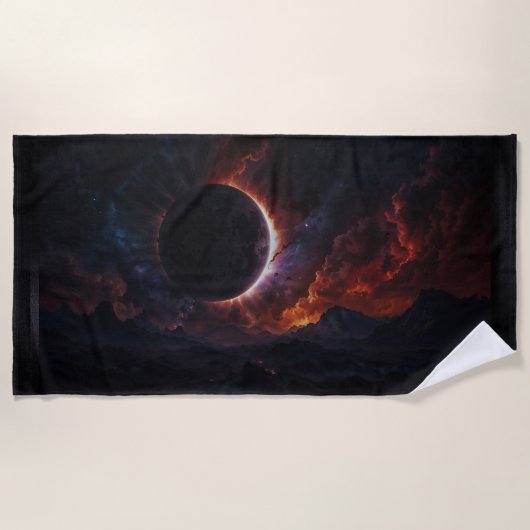 Solar Eclipse Cosmic Masterpiece Xzendor7 AI Art Strandlaken (Voorkant)