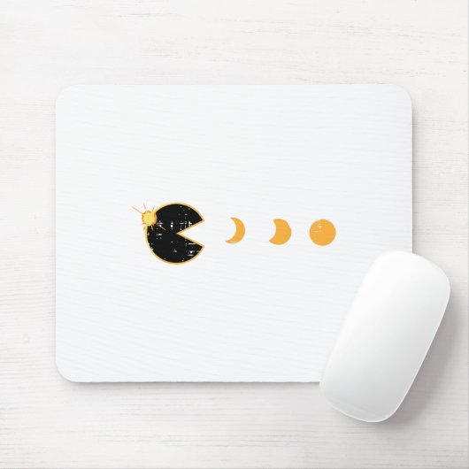 Solar Eclipse Gamer Eating Sun Retro Videogame Me Muismat (Met muis)