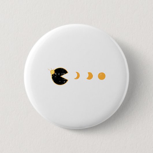 Solar Eclipse Gamer Eating Sun Retro Videogame Me Ronde Button 5,7 Cm (Voorkant)