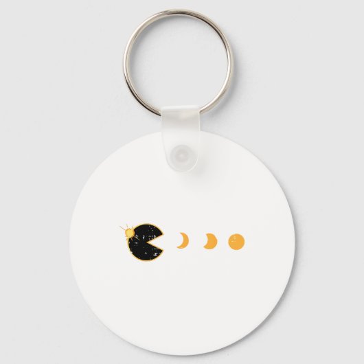 Solar Eclipse Gamer Eating Sun Retro Videogame Me Sleutelhanger (Voorkant)