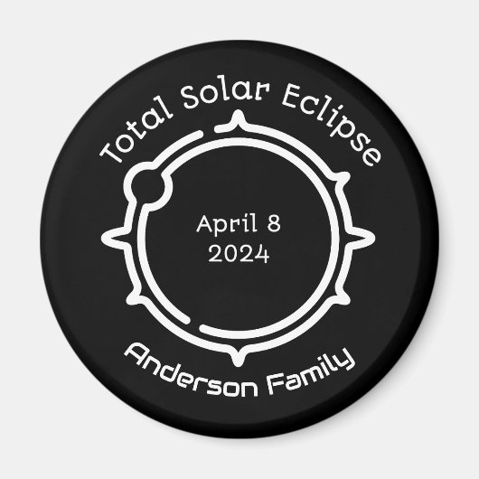 Solar Eclipse Gift 2024 Modern Minimaal Zwart Magneet (Voorkant)
