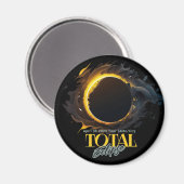 Solar Eclipse Gift 2024 Uw Stad Staat Zwart Magneet (Voorkant / Achterkant)