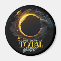 Solar Eclipse Gift 2024 Uw Stad Staat Zwart