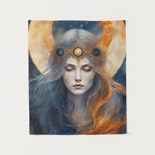 Solar Eclipse Godin Fantasy Print Wandkleed (Voorkant)