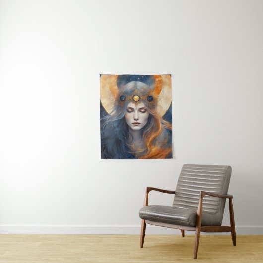 Solar Eclipse Godin Fantasy Print Wandkleed (In situ)